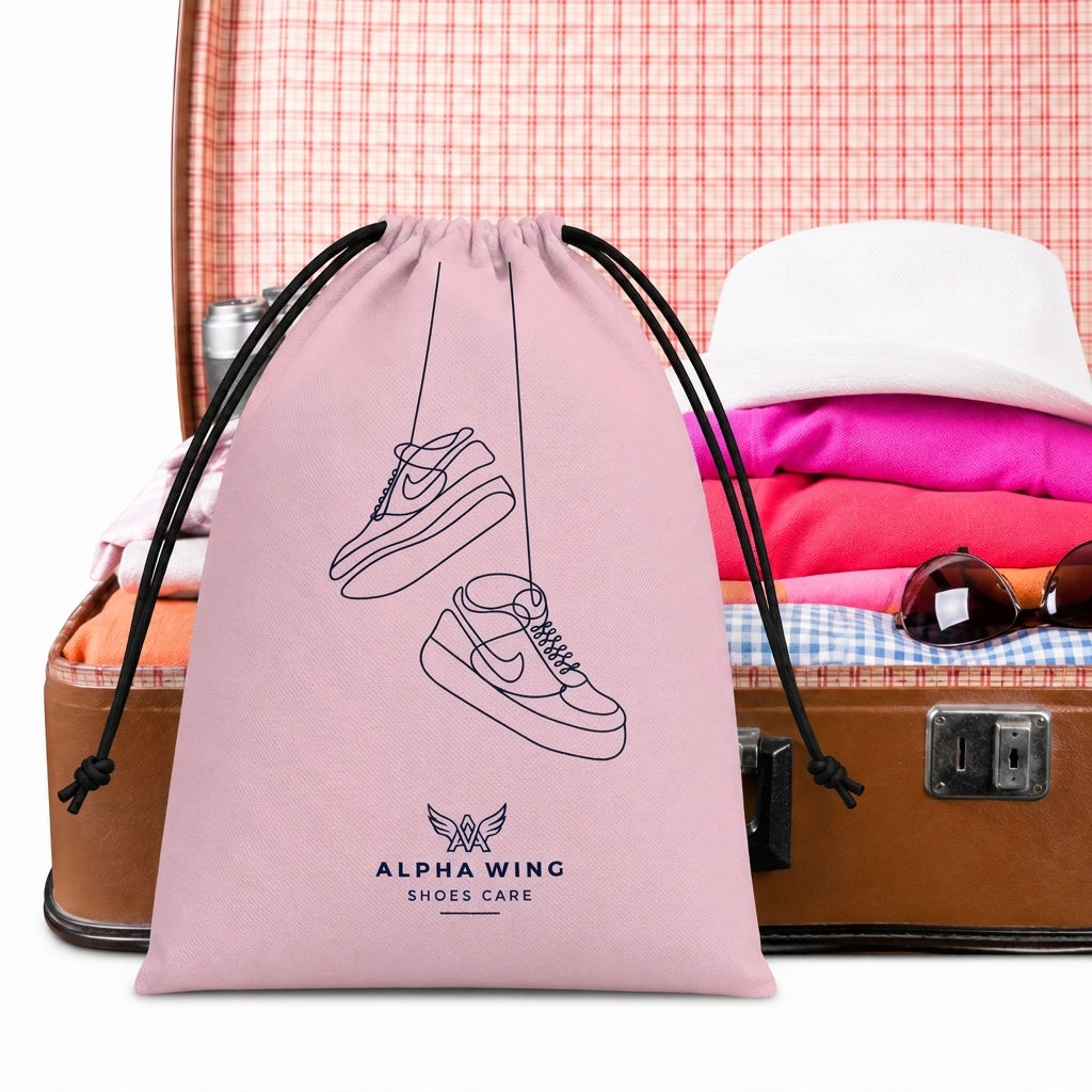 Premium Shoe Bag | Waterproof Travel Shoe Cover | Dust & Moisture Resistant Shoe Storage Organizer (Pack of 6 Baby Pink))
