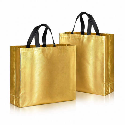 Luxury Reusable Gift Bags for Diwali Hampers, Wedding Gifts, Birthday Presents & Special Occasion Packaging (GOLD - 15X12X4)