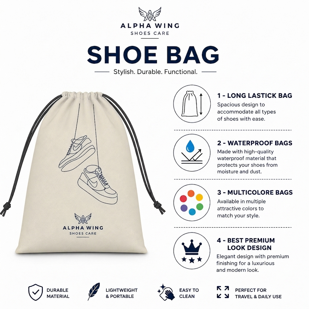 Designer Shoe Cover | Reusable Shoe Bag for Travel | Premium Dustproof & Moisture Resistant Storage (Pack of 6 IVORY)