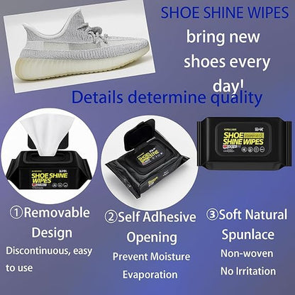 Premium Shoe Shine Wipes | Instant Cleaning Wet Wipes for Shoes, Sneakers, Leather & Sports Shoes | Portable Travel Cleaning Tissue | Pack of 80