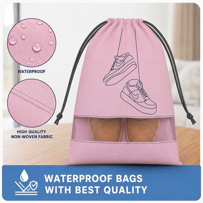 Premium Shoe Bag | Waterproof Travel Shoe Cover | Dust & Moisture Resistant Shoe Storage Organizer (Pack of 6 Baby Pink))
