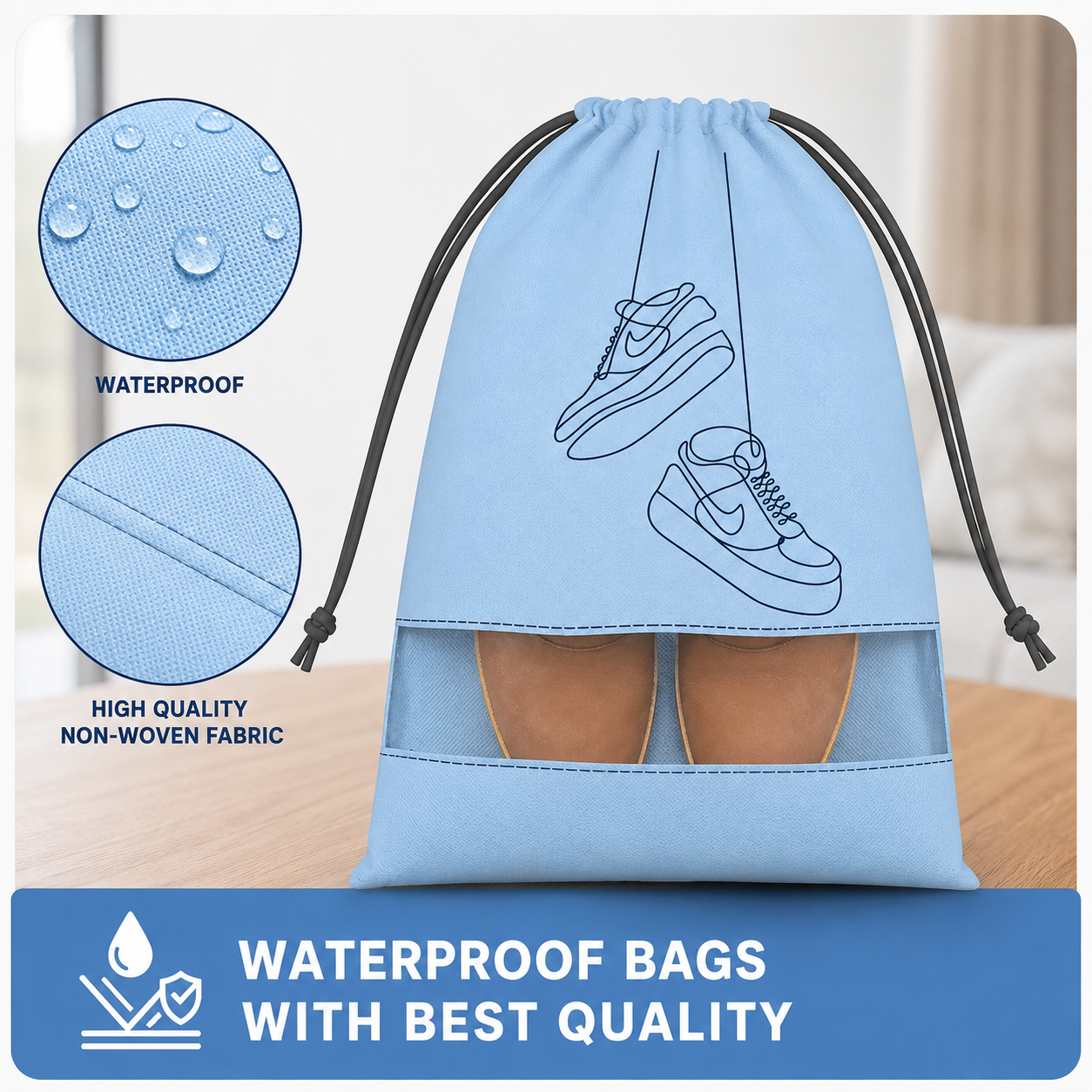 Luxury Shoe Cover Bag for Travel | Reusable Dustproof Shoe Storage Pouch for Sneakers, Sports & Formal Shoes