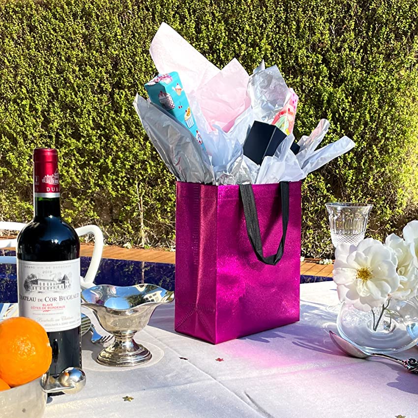 Beautiful Gift Bags That Add Elegance to Birthday Gifts, Wedding Gifts, Festival Hampers, Return Gifts & Every Special Celebration (Pink) (10x12x4)