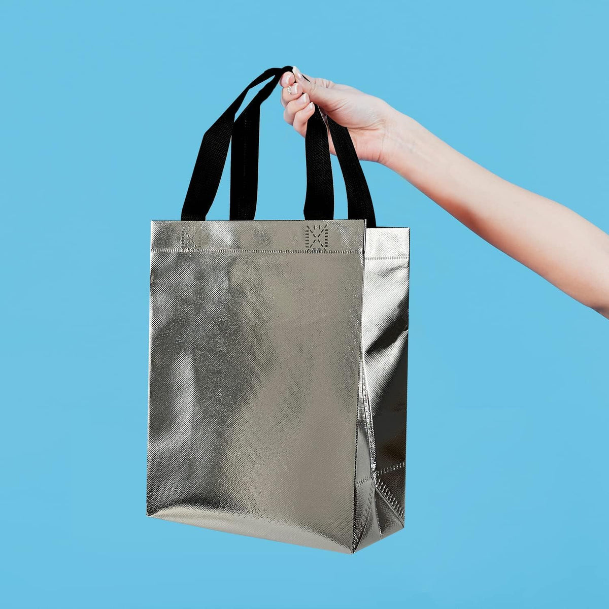 Turn Every Birthday, Wedding, Festival & Return Gift into a Memorable Experience with Our Premium Gift Bags(Silver ) (10x12x4)