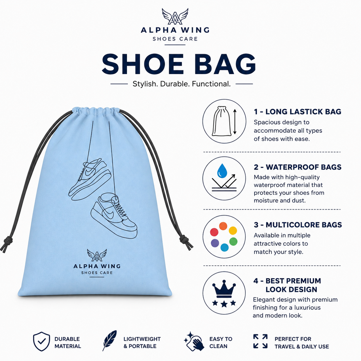 Luxury Shoe Cover Bag for Travel | Reusable Dustproof Shoe Storage Pouch for Sneakers, Sports & Formal Shoes