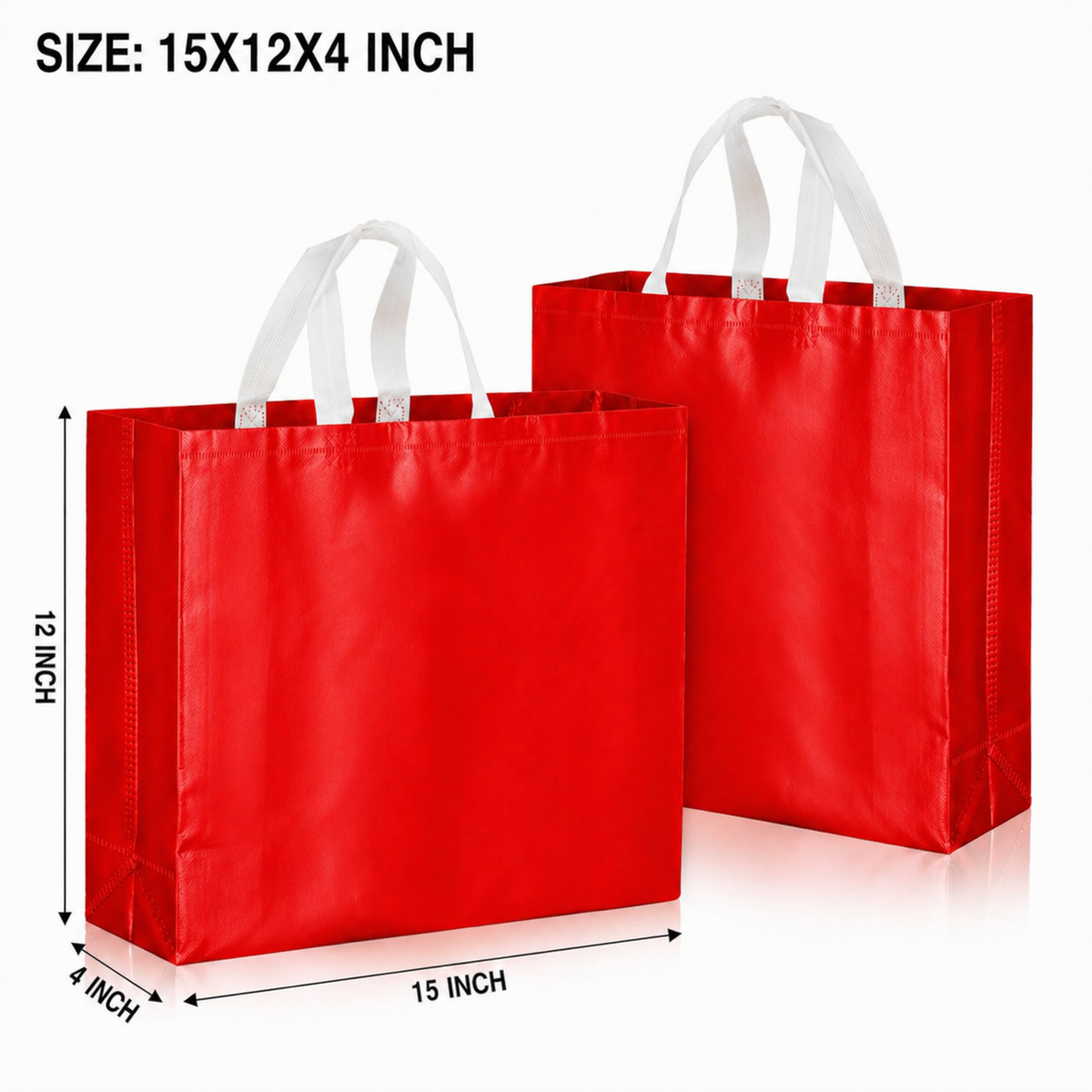 Luxury Designer Gift Bags for Premium Packaging, Birthday Celebrations, Wedding Functions & Festive Gift Presentation (RED - 15X12X4)