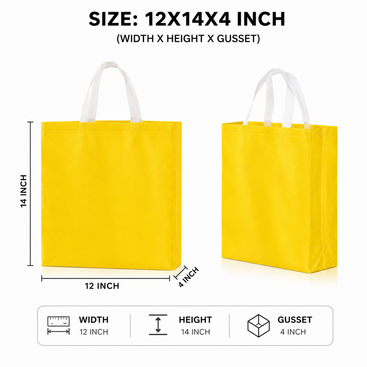Designer Wedding Gift Carry Bags for Premium Return Gifts, Wedding Hampers & Guest Welcome Kits (YELLOW - 12X14X4)