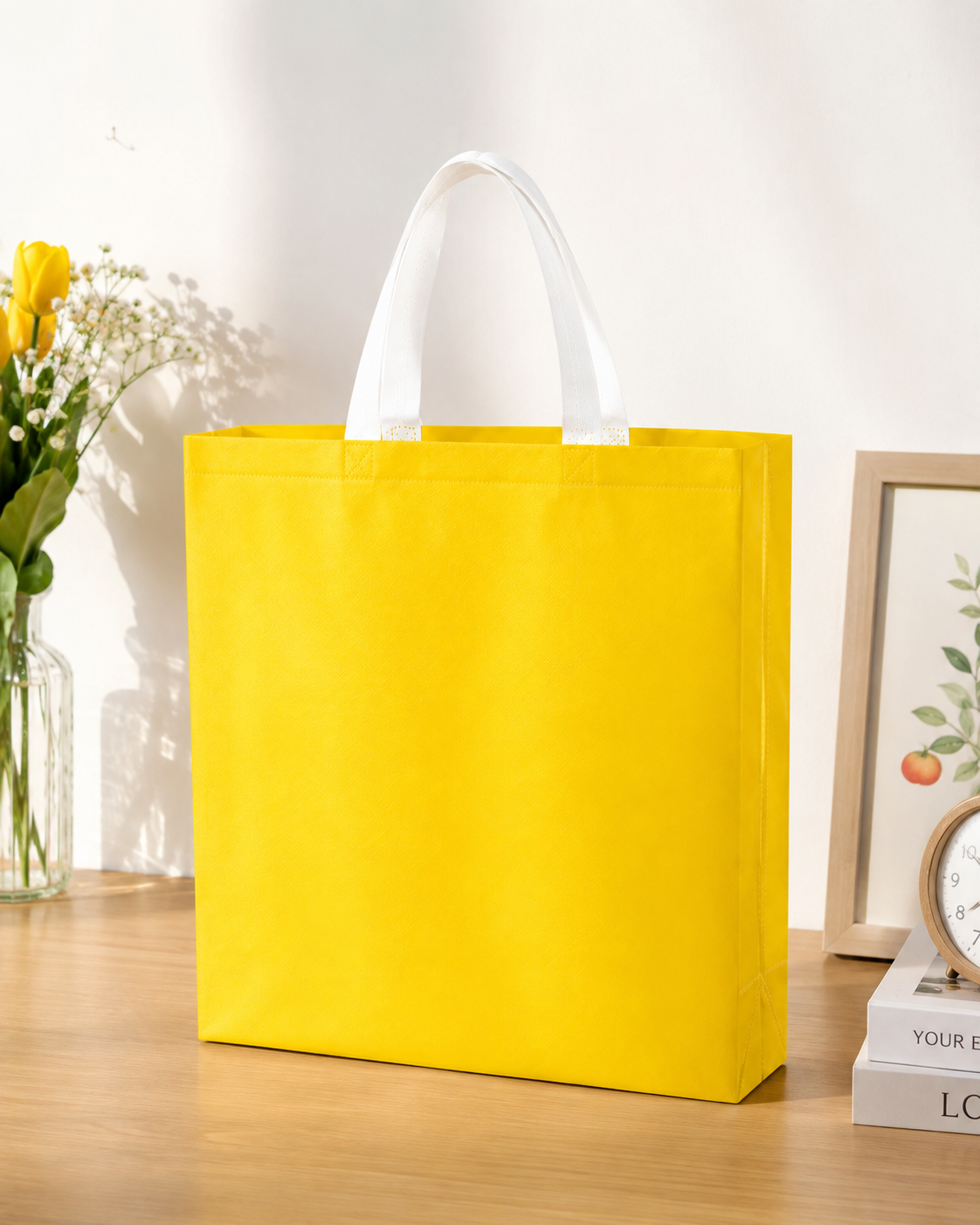 Designer Wedding Gift Carry Bags for Premium Return Gifts, Wedding Hampers & Guest Welcome Kits (YELLOW - 12X14X4)