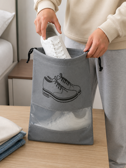 Elevate Every Journey with Premium Shoe Bags Designed to Protect, Organize, and Travel in Style (Grey) Pack Of 6