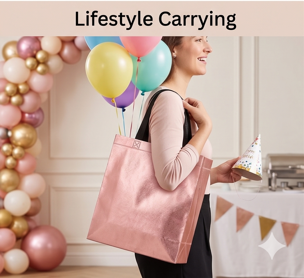 One Premium Gift Bag Collection for Birthdays, Weddings, Anniversaries, Festivals, Return Gifts & Every Joyful Celebration (Rose Gold) (10x12x4)