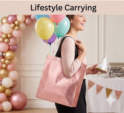 One Premium Gift Bag Collection for Birthdays, Weddings, Anniversaries, Festivals, Return Gifts & Every Joyful Celebration (Rose Gold) (10x12x4)