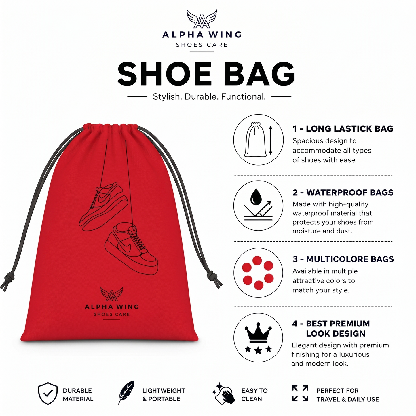 Premium Shoe Organizer Bag | Portable Travel Shoe Cover | Multi-Purpose Dustproof Storage Pouch (Pack of 6 RED))