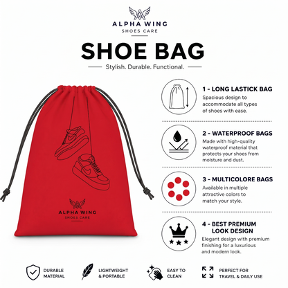 Premium Shoe Organizer Bag | Portable Travel Shoe Cover | Multi-Purpose Dustproof Storage Pouch (Pack of 6 RED))