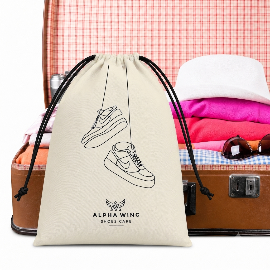 Designer Shoe Cover | Reusable Shoe Bag for Travel | Premium Dustproof & Moisture Resistant Storage (Pack of 6 IVORY)