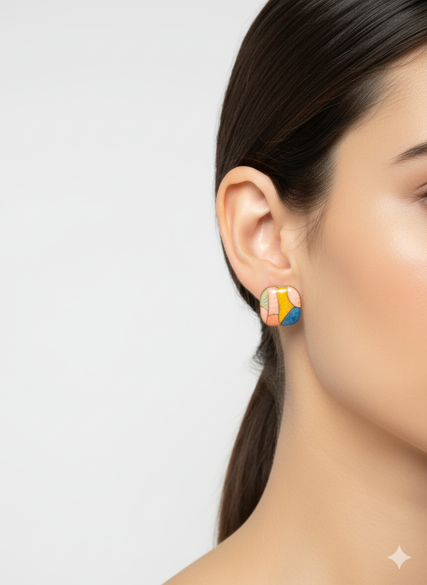 Squre Pearl Of  Earrings & Blind Date Stud Earrings