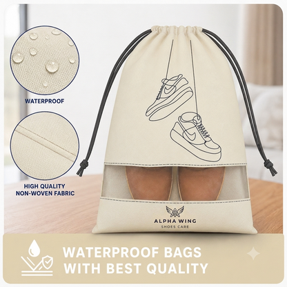 Designer Shoe Cover | Reusable Shoe Bag for Travel | Premium Dustproof & Moisture Resistant Storage (Pack of 6 IVORY)