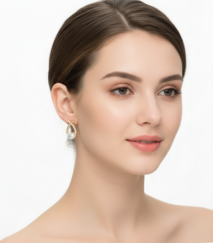 Korean Fashion Cross Zircon 3 Prong Moissanite Stud Earrings for Women Engagement Party Ear Stud Valentines Day Pendientes Mujer