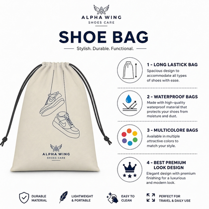 Designer Shoe Cover | Reusable Shoe Bag for Travel | Premium Dustproof & Moisture Resistant Storage (Pack of 6 IVORY)